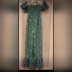 Bog Collection - Blue Teal Floral sleeveless floral jumper / romper, size XS